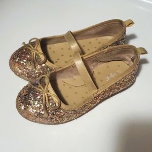Gold sequin dress shoes